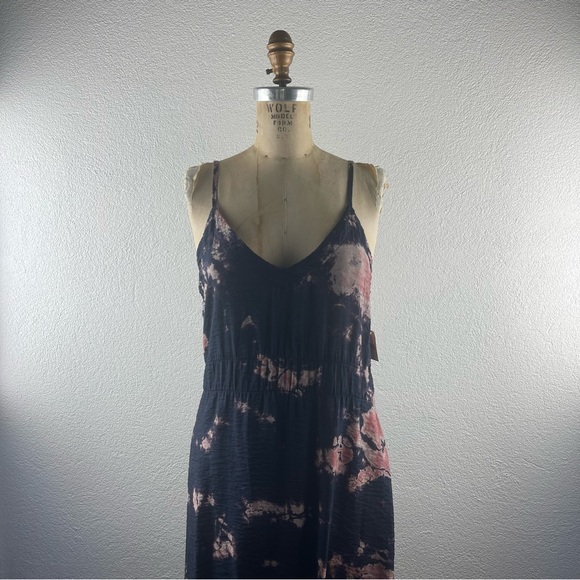 Anthropologie l XS LACAUSA Crinkle Rayon Tie Dye Knotted Hem Slip Dress Cover-up
